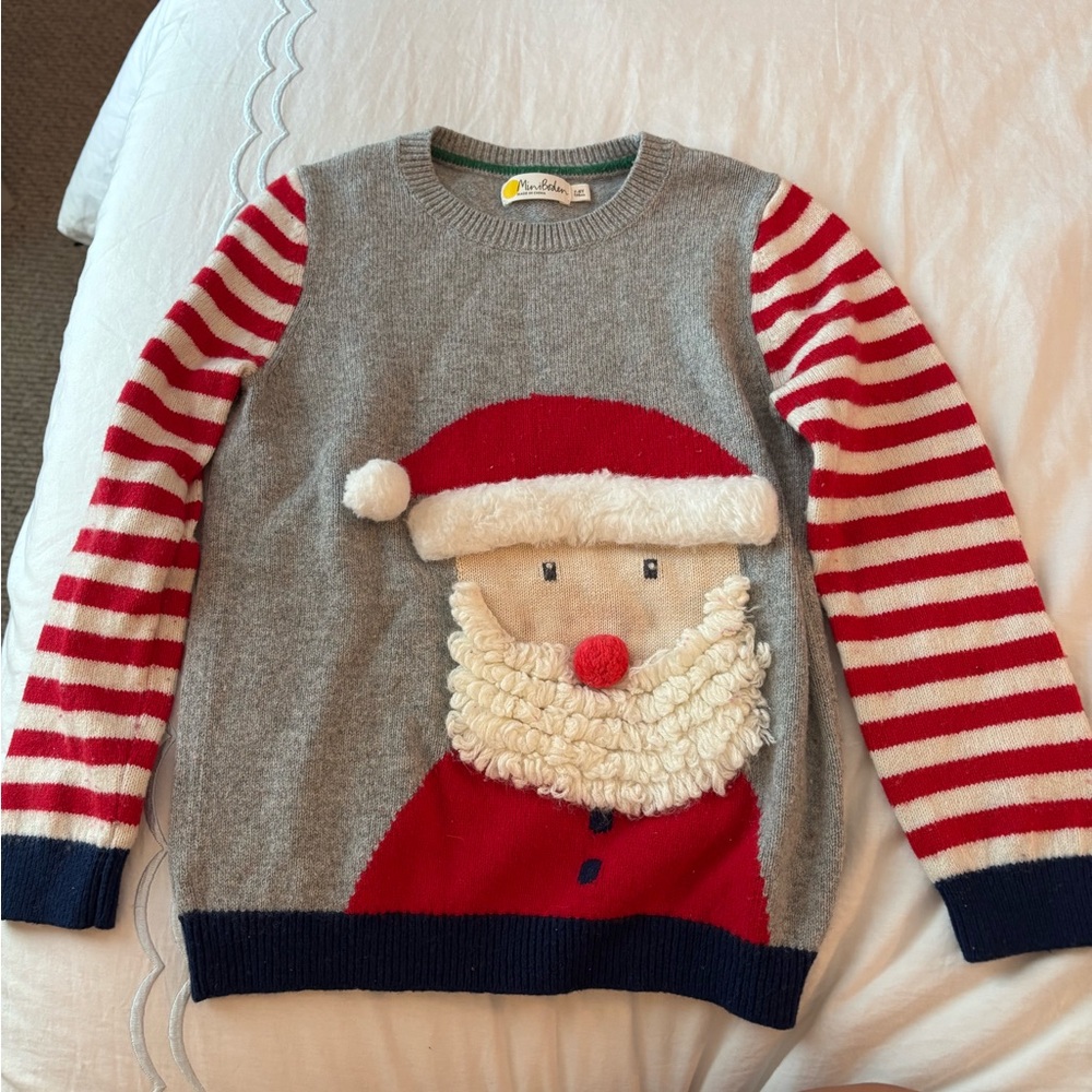 Kid's Mini Boden Santa Crewneck Sweater